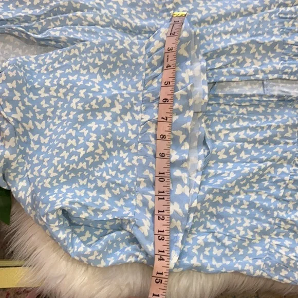 Free People RAHI Blue Butterfly Duster Kimono Size OS/ALL Beach Coverup - Picture 16 of 16